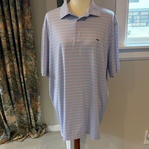 Vineyard Vines Blue and Pink Striped Polo Shirt